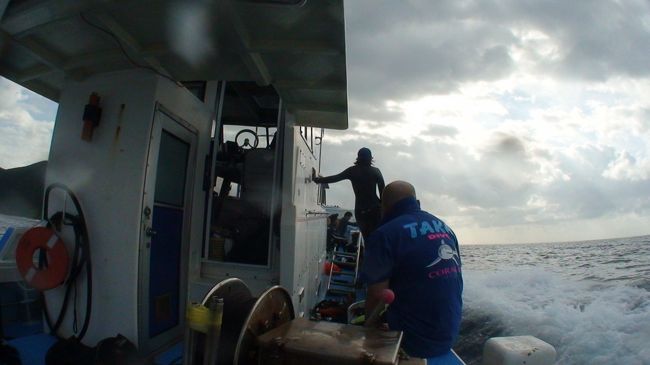 ラスト６本目のダイビングです。船上は寒いけれど気合入れて潜ります！！