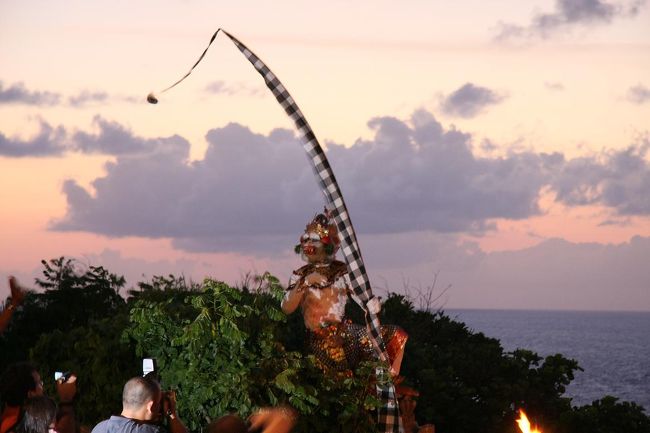 彼が主役のハヌマン。王子を助けてくれる猿の神様です。夕日をバックにかっこよかったです。