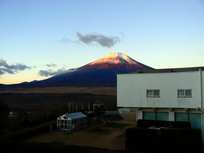 早朝６時半　<br />チェックアウトの準備を終えて外を見ると富士山が輝いていました