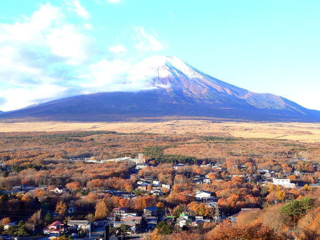 路肩に車を停めて雄大な富士山の写真を撮りました