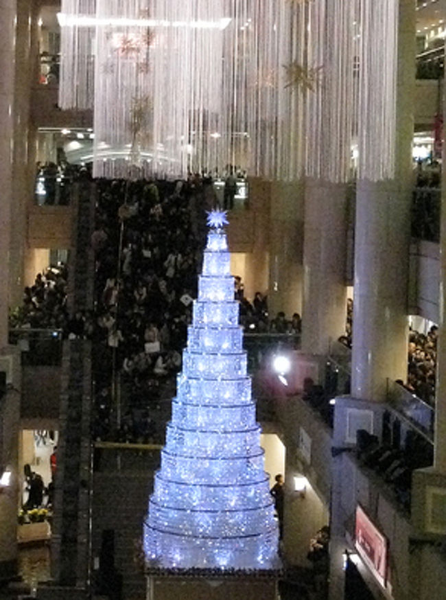 ランドマークのクリスマスツリーです。<br />ランドマークの展望台に上るには60分待ち！