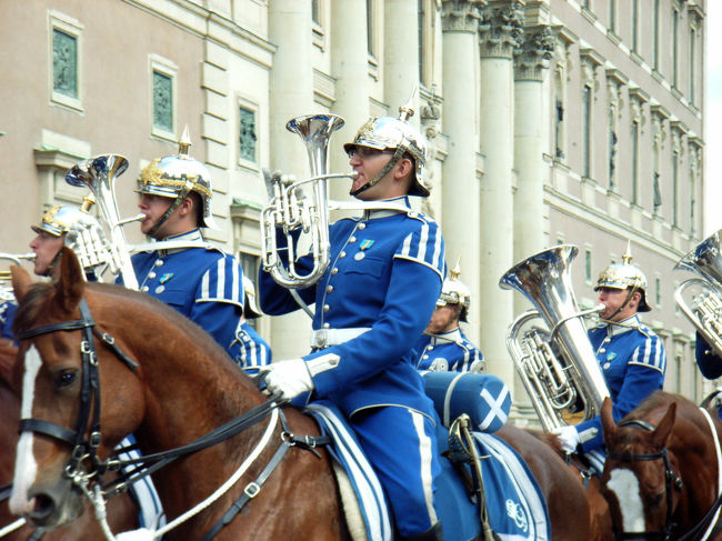 トックホルム　ガムラスタン　衛兵の交代式　茶色の馬
