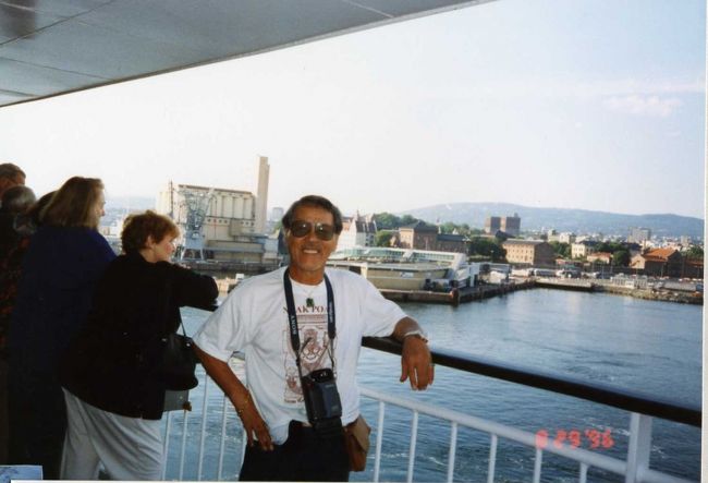 乗船後、デッキにて