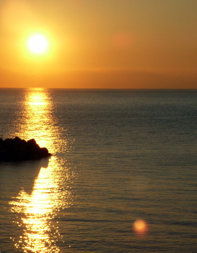 アマルフィの海　夕日が映ります