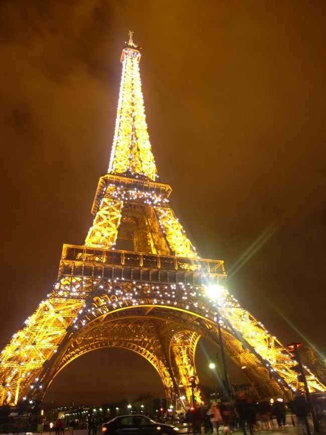 エッフェル塔は１時間ごとに１０分間程度フラッシュします。