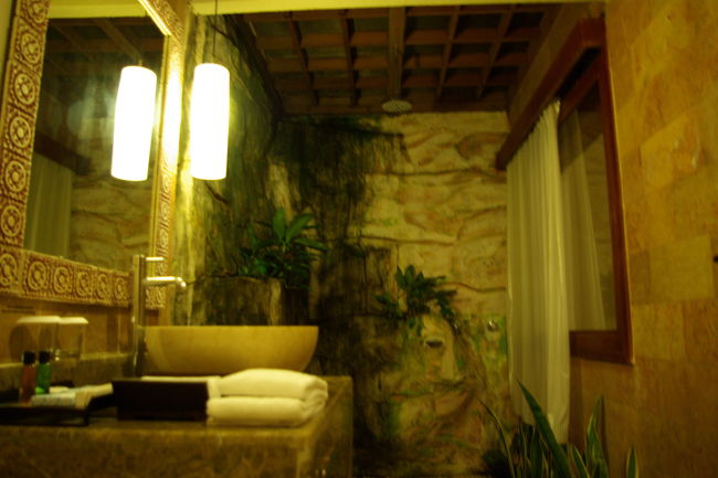 洗面台　シャワーは、屋外です。<br />太陽の下あびるシャワーは、南国気分