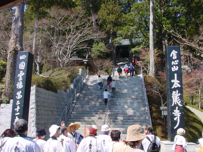 太龍寺　黒門　<br />この寺は四国霊場第３番の難所と言われる。とてもスケールの大きい寺で、別名「西の高野」と呼ばれているそうだ。<br />黒門から本堂へ続く長い石段がある。