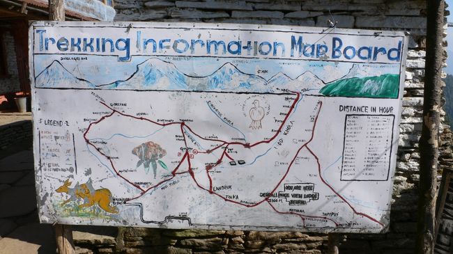 Bhicuk Deurali(ビチュク・デオラリ・2100m地点）付近の手書きの地図 