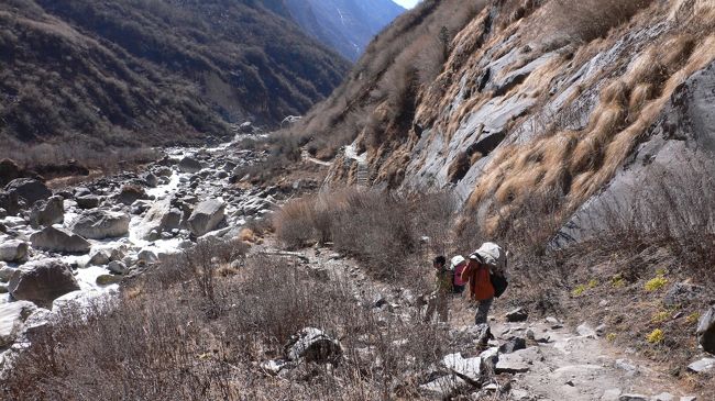 Modi Khola(モディ･コーラ)沿いを下る。