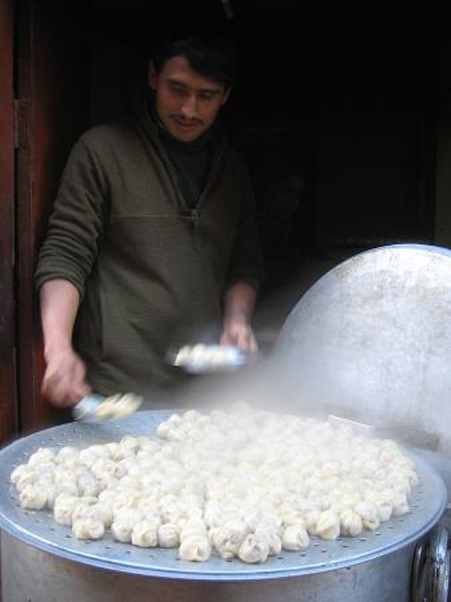 日が落ちかけていたので急いで観光。地元の人で賑わっているモモ（餃子）専門店を発見したので入ってみることにする。小さな店で、メニューはモモしかないようだ。初めて食べるネパールのモモ。カレーのようなソースをかけて食べるのが面白かった。ここの店員さんがなんかイエメンのAminに似てるんだよなあ･･<br /><br />