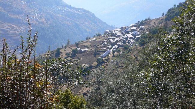 近づいてきたＵｌｌｅｒｉ(ウレリ・1960m)。<br />ゴレパニ（2860m)から数時間で900m下降したことになる。<br />