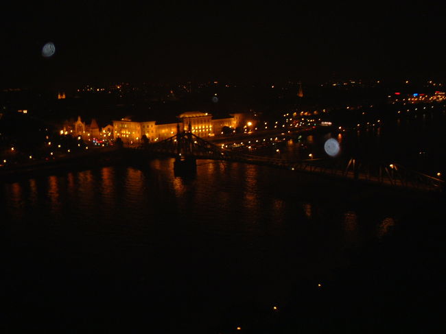 丘の中腹から、さきほどの、自由橋や経済大学です。<br />左下から右上へ流れていくのが、ドナウ川です。