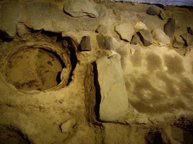 この建物の一階の使われ方は未だ判明していませんが、整備に先立つ発掘調査で水槽状の施設や排水溝と思われる遺構などが見付かりました。<br /><br />これはアマカワ遺構。