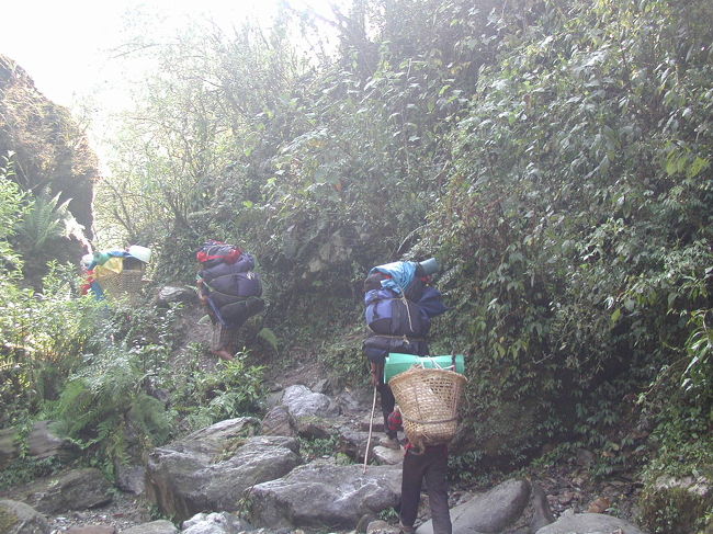 今朝は天気も回復して気持ちのいい朝に・・・。<br /><br />今日もこんなに背負ってもらい・・・出発。