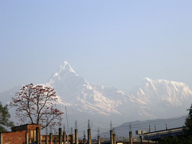 ポカラの街中から見られる<br />ヒマラヤの表情。