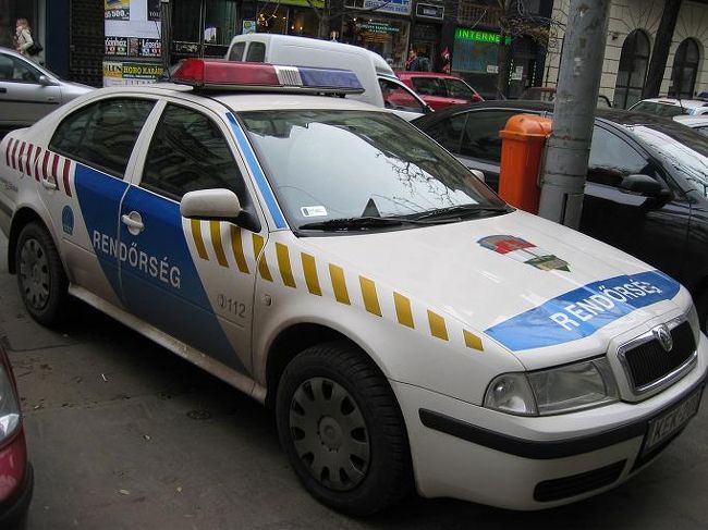 ランチ終了後は、このレストラン近辺を散策。<br /><br />ブダペストのパトカーを発見したので、撮ってみました。<br />パトカーもお国によって全然違うので、結構面白い。