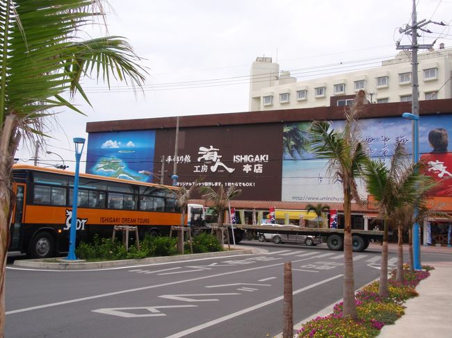 雨がポツポツ降ってきましたが、せっかくなのでさらに散策。離島ターミナルの向かいにある海人Ｔシャツの本店。