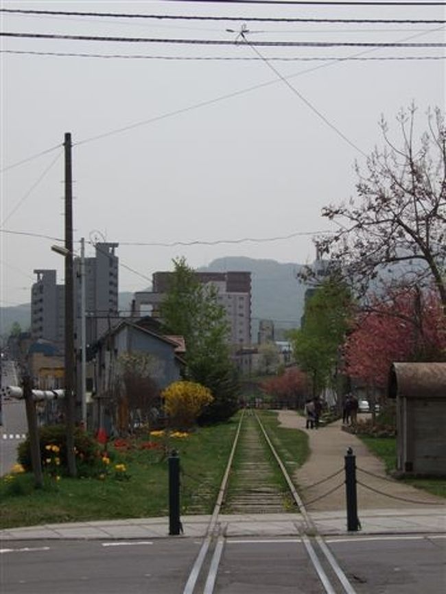 レンタカーを借りて新千歳空港から小樽まで行きました。<br />距離は約80キロ弱。所用時間は約1時間半程度。<br /><br />レンタカーを止める駐車場はどこも満車で駅に近い所に止めました。30分100円。<br /><br />まずは北のウォール街を散策。<br /><br />旧手宮線跡<br /><br />