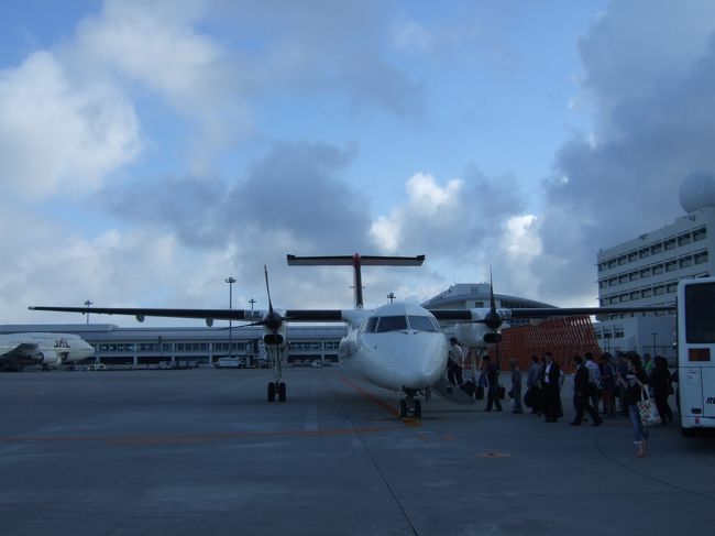 仕事の都合で３日しか居られないAさんとは<br />ここでサヨナラ。。。<br /><br />翌朝、一番の飛行機で久米島へ。<br /><br />50人乗りの小さなプロペラ機に一同大はしゃぎ。<br />