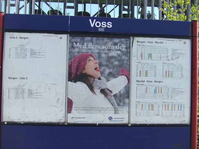 ヴォスでは、オスロ行きの列車の出発まで予定通り３０分ほどあったので、５時間あまりの列車の旅中に食べるサンドイッチなどを買い、列車の指定席に座ったところ、イギリス人女性が、そこは私の席ですが・・・、とやってきてあらら？！。<br />今日のチケットを取り出して確認してみると、何と、<br />私たちのこの列車のチケットの日付が一ヵ月後の６月２６日になっているのに初めて気が付いた！これまでの船やバスは指定席ではなかったら問題なかったのだけど・・。車掌さんに話すと、オスロまで空席になっている、向かい合わせの４席に案内してくれ、ここのどこでも座っていいよ、と言ってくれ、やれやれと落ち着きました。