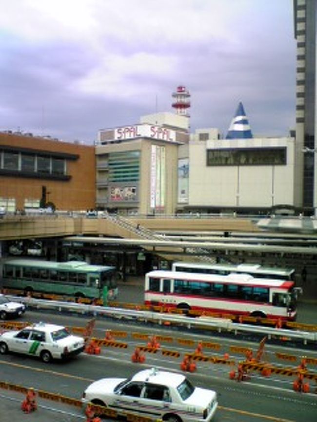 空はどんより。仙台駅西口バスターミナル周辺は工事中である。