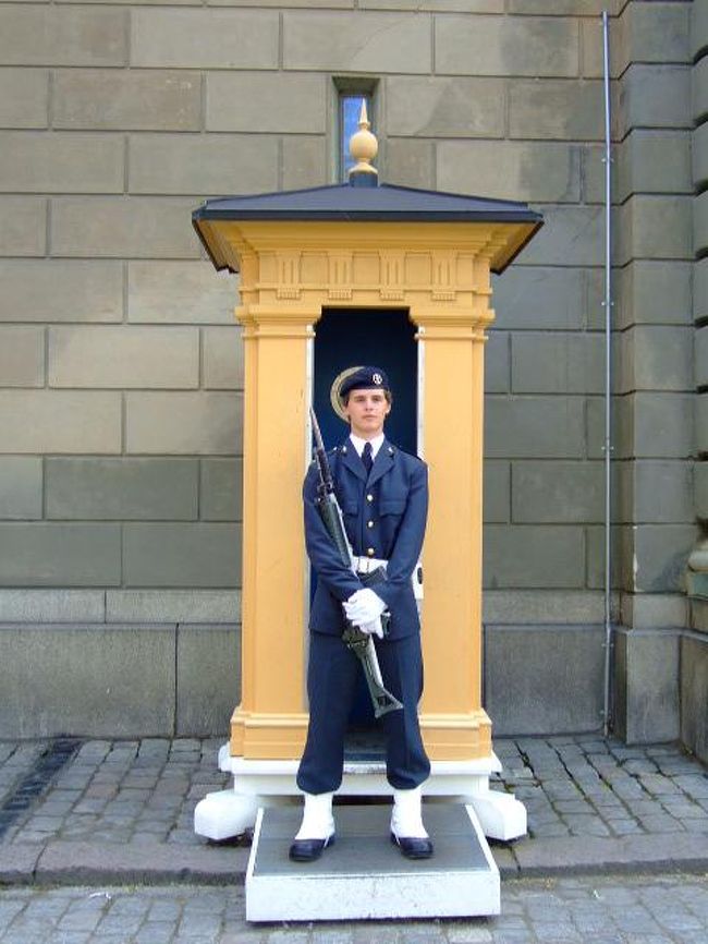 若いイケメンの衛兵さん。ギャルに激写されてはにかんでました。ふふふ。