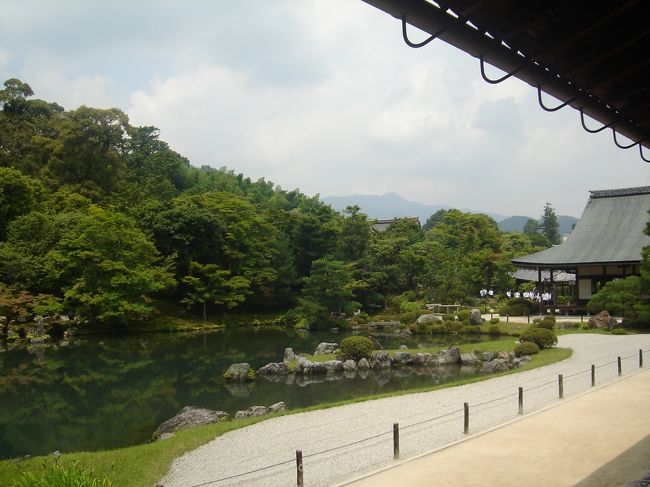 大方丈から曹源池を眺める。<br />