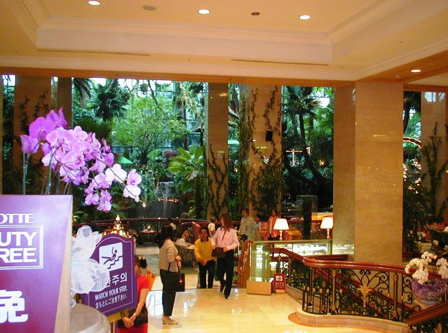 ロッテホテル1階のロビーです。ディナーショウまで、暫く時間がありましたので､しばらくここで休むことにしました。