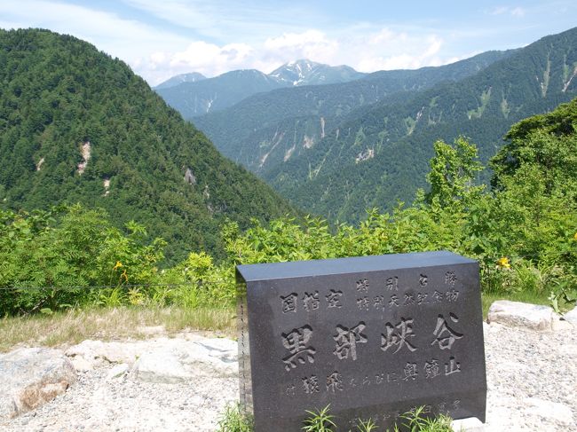 黒部峡谷の石碑の前から