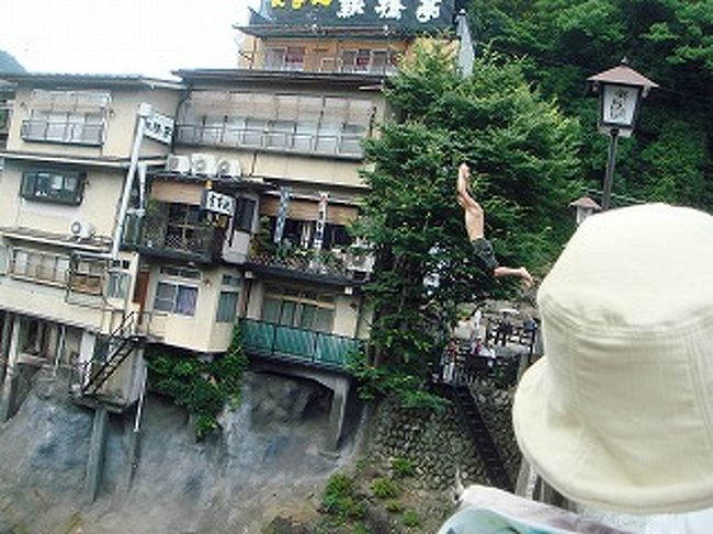 若者が橋の上から飛び込む