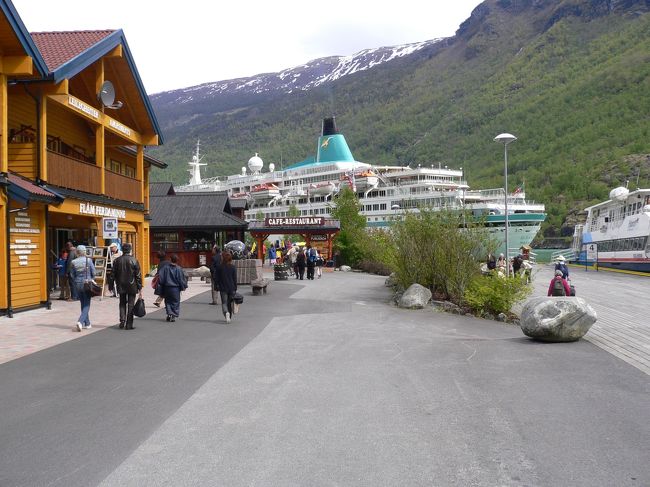 フロム駅のすぐ近くには、フィヨルド観光用のフェリーの乗船場が有り、賑わっている。