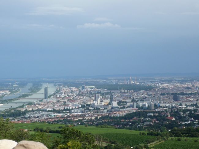 バスに乗車して一路最終目的地ウィーンへ<br /><br />本来はホテルに先にチェックインするところですが、<br />渋滞を避け今夜のディナー場所、ウィーン郊外のグリンツィング村へ<br /><br />今日のディナーはホイリゲとうワインの造り酒屋にて食べます。<br /><br />予定より早く到着したため時間つぶしにカーレンベルクの丘へ寄ってくれました。<br /><br />ウィーンの街が一望できる場所です。<br /><br />