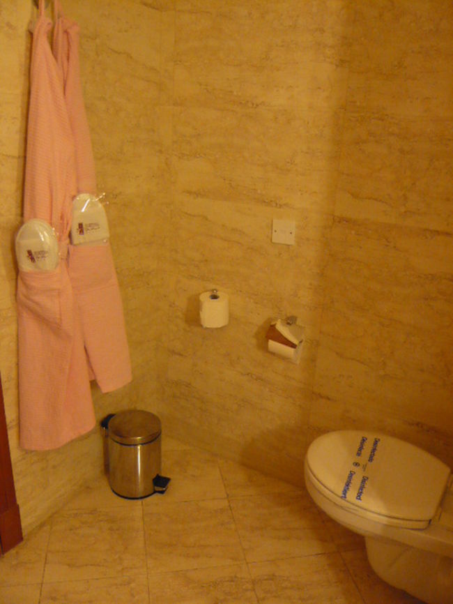←◆『ホテルの部屋♪』<br /><br />トイレにピンクのバスローブ<br /><br />スリッパも２足ありましたよ