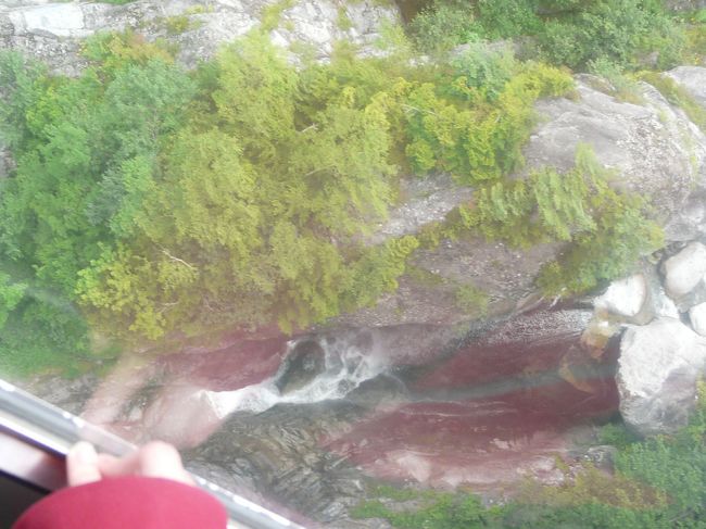 ロープウェー内から見た滝です。