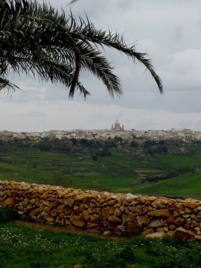 ←◆『ジュガンディーヤ神殿へ♪』 <br /><br />遺跡の外側にこの低い石垣があった<br /><br />そしてその奥な美しい街並みが・・