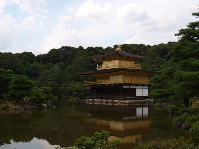 金閣にようやく到着です。<br />以前来たときは工事中でしたので、今回初めてこの美しい姿を見ることができました。