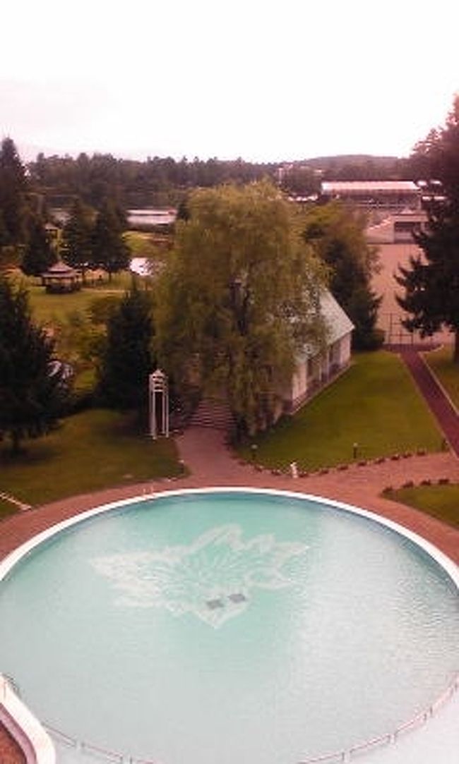 【アートランドホテル蓼科】<br /><br />部屋からの風景です。<br />プールがあります。