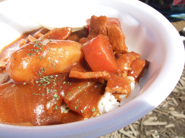 ここから、二日目です〜。<br /><br />まずSOUND RESTAURANTにあるPORK FOOD KAROの、<br /><br />『根室名物エスカロップ』(￥700)。<br /><br />つまり“デミカツバターライス丼”だそうです。<br /><br />デミソースの味は悪くないけれど、<br /><br />カツがちょっと物足りないかな…。<br /><br />こういう屋台でトンカツって難しいとは思うんですが…。<br /><br />お気に入り度：★★★