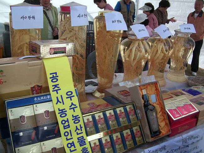 高麗人参の専門店<br /><br /><br />ここは高麗人参の専門店のようで、いろいろなタイプの高麗人参が売られていました。<br />瓶に入っているものはちょっと高級感がありますね。