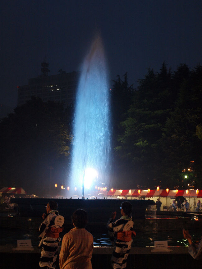 噴水にカラフルな照明があたり幻想的です。