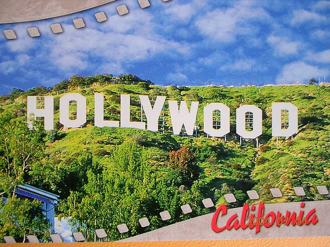 やって来ましたＬＡです<br /><br />この写真は絵葉書スキャン。<br /><br />『ＨＯＬＬＷＯＯＤ』のこの景色、映画の世界に入ってきたみたい。