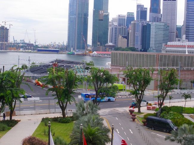 窓からの眺め、マーライオンのあたりは建物に隠れて見えませんでした。