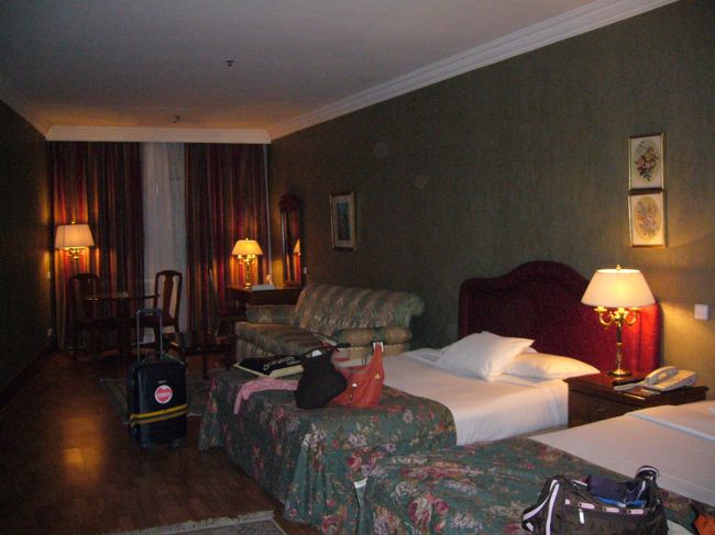 やっとギザのホテルに戻ってきました。<br />久しぶりに動かない物の上で寝れる〜。<br /><br />でもでも。この時点でほとんどお土産を<br />買えていなかったので、ホテル近くの<br />｢激安」と書かれた看板を持つおじさんの店へ。<br />優しい、おしゃべり好きなおじさんでした(^-^)<br /><br />ここは1泊目のホテルと同じなのですが、<br />今回はおそらくスイート。<br />1泊目に比べて広さも設備もかなりグレードアップ！<br /><br />前日が電車の中だったので、お湯が出ること、<br />お風呂に入れることって素晴らしい！！と<br />実感しました。<br /><br />翌日にはもう飛行機に乗るので、この日は<br />最終パッキング。<br />旅の終わりが近くなってきて寂しかったです。<br />