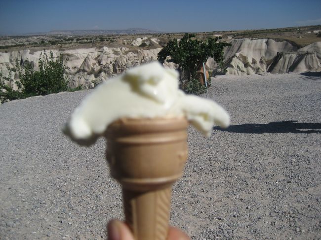 「ドンドルマ」<br />いわゆる、トルコアイス。バニラ味です。<br />日本円で３００円くらい。ちょっと高いね。<br />量は少なめです〜。