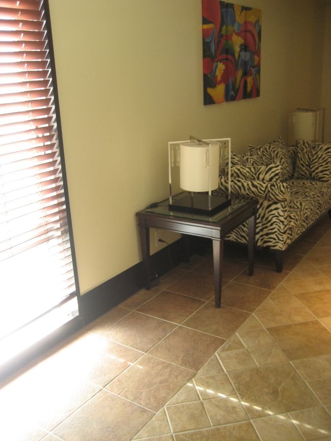 ドアを開けると、陽が差し込むホールにゼブラ柄のソファー