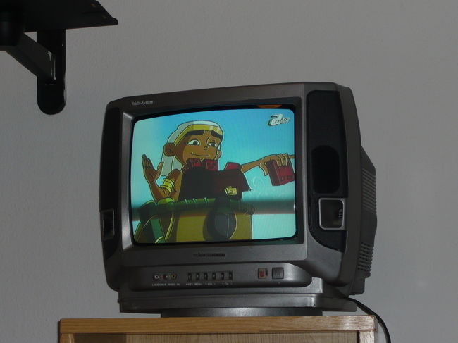 ホテルの周りは何もなく、暇なのでテレビをつける。アラビアンなキャラクターのアニメをやっていました。
