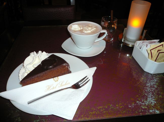 9.1ユーロ。<br />ザッハトルテとメランジェ。<br />濃厚なチョコ。<br />ホテルザッハのザッハトルテは<br />杏のジャムが入っている。<br />ただ、最後はきつくなるくらいの甘さ。
