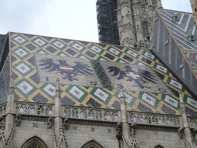 シュテファン寺院の屋根。<br />ほんとうにこれが美しい。<br />空から見たらほんとうにすごいんだと思う。