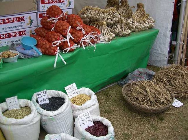 自然の素材<br /><br /><br />ニンニクやら高麗人参やら栗やら・・・<br />自然の素材そのものが並んでいました。