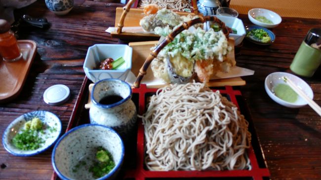 石臼ひきのそば粉と湧水で作る田舎そばです。<br />まいたけのてんぷらうまし！！大きいのが二つ入ってました。抹茶塩で食べます。<br />朝からこの時間まで、ご飯食べなかったので、ハラペコ<br />よって、そば大盛り　くぅっ!!　うまい（＊＾o^＊）<br />1,630円　だったかな<br />食べたら眠くなったので、がんばって帰ります。<br /><br />３度目の九州　福岡　熊本　大分　福岡編へ戻ります。